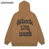 Hip Hop Hoodie Streetwear Y2K Embroidery Letter Punk Gothic Oversized Hooded Sweatshirt Harajuku Casual Loose Hooded Men