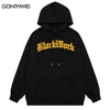 Hip Hop Hoodie Streetwear Y2K Embroidery Letter Punk Gothic Oversized Hooded Sweatshirt Harajuku Casual Loose Hooded Men
