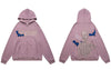 Hip Hop Hoodie Sweatshirt Jacket Y2K Grunge Streetwear Hip Hop Embroidery Skeleton Skull Bat Zip Up Punk Goth Hooded Jacket Coat