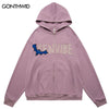 Hip Hop Hoodie Sweatshirt Jacket Y2K Grunge Streetwear Hip Hop Embroidery Skeleton Skull Bat Zip Up Punk Goth Hooded Jacket Coat