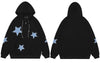 Hip Hop Hoodie Sweatshirt Jacket Y2K Streetwear Vintage Retro Star Patch Zip Up Hooded Streetwear Coat Men Harajuku Casual Loose