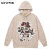 Hip Hop Hoodie Sweatshirt Men Floral Letter Print Punk Gothic Hooded 2023 Harajuku Casual Cotton Loose Pullover Hoodie