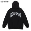 Hip Hop Hoodie Sweatshirt Men Floral Letter Print Punk Gothic Hooded 2023 Harajuku Casual Cotton Loose Pullover Hoodie
