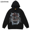 Hip Hop Hoodie Sweatshirt Men Floral Letter Print Punk Gothic Hooded 2023 Harajuku Casual Cotton Loose Pullover Hoodie