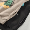 Hip Hop Hoodie Sweatshirt Streetwear Funny Dinosaur Print Fleece Hooded Pullover 2023 Harajuku Casual Cotton Loose Tops