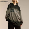 Hip Hop Hoodie Sweatshirt Streetwear Harajuku Letter Print Tie Dye Gradient Pullover Hooded Loose Punk Gothic Hoodies