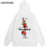 Hip Hop Hoodie Sweatshirt Streetwear Men Skull Skeleton Floral Print Punk Gothic Hooded Harajuku Casual Loose Pullover Hoodie