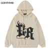 Hip Hop Hoodie Sweatshirt Streetwear Mens Flame Letter Print Pullover Hooded 2023 Harajuku Casual Cotton Loose Hoodies