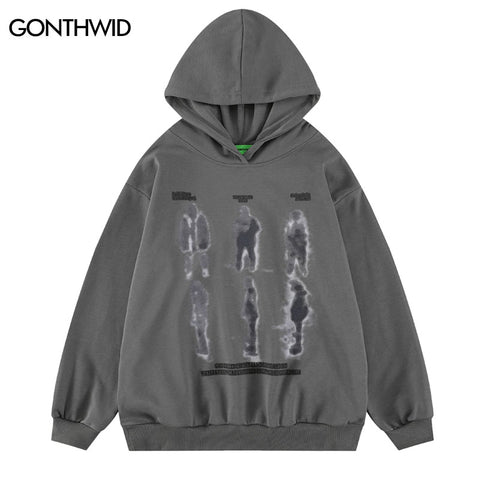 Hip Hop Hoodie Sweatshirt Streetwear Mens Shadow Graphic Print Punk Gothic Pullover Hooded 2023 Harajuku Casual Cotton Hoodies