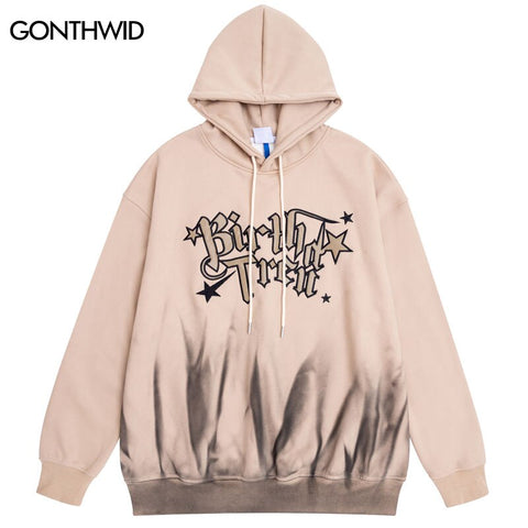 Hip Hop Hoodie Sweatshirt Streetwear Y2K Embroidery Letter Punk Gothic Fleece Pullover Hooded Harajuku Oversized Hoodies