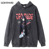 Hip Hop Hoodie Sweatshirt Y2K Grunge Vintage Mens Japanese Anime Cartoon Girl Print Washed Heavy Hooded Harajuku Punk Streetwear