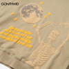 Hip Hop Hoodie Sweatshirts Streetwear Skull Skeleton Letter Print Gothic Hooded Sweatshirt Men Casual Loose Coton Hoodie