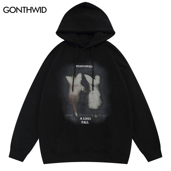 Hip Hop Hoodie Y2K Streetwear Men Graphic Print Oversized Hooded Sweatshirt Harajuku Casual Loose Cotton Punk Gothic Pullover