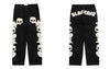 Hip Hop Jeans Pants Streetwear Mens Vintage Embroidered Skull Star Baggy Denim Jeans Harajuku Casual Denim Trousers Black Blue