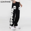 Hip Hop Jeans Pants Streetwear Mens Vintage Embroidered Skull Star Baggy Denim Jeans Harajuku Casual Denim Trousers Black Blue