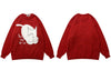 Hip Hop Knitted Sweater Streetwear Embroidery Fuzzy Cartoon Cat Pullover Jumpers Sweaters 2023 Autumn Harajuku Casual Korean Men