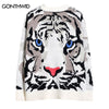 Hip Hop Knitted Sweater Streetwear Tiger Jumpers Sweaters 2023 Autumn Unisex Harajuku Casual Pullover Sweater Knitwear