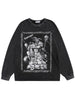 Hip Hop Long Sleeve T-Shirt Skull Skeleton Devil Print Oversized Punk Gothic Tshirt Streetwear 2023 Harajuku Cotton Loose Top