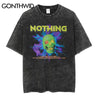 Hip Hop Men Gothic Tshirts Streetwear Vintage Skull Lightning Print Punk Rock Cotton Tee Shirts 2023 Harajuku Rero T Shirt Black