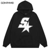 Hip Hop Men Hoodie Sweatshirt Embroidery Star Letter Hooded Streetwear 2023 Harajuku Casual Cotton Loose Pullover Tops