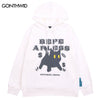 Hip Hop Men Hoodie Sweatshirt Harajuku Funny Black Cat Letter Print Hooded Streetwear 2023 Casual Loose Cotton Goth Tops