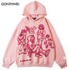 Hip Hop Men Hoodie Sweatshirts Y2K Streetwear Japanese Anime Cartoon Print Hooded Harajuku Casual Loose Pullover Hoodies