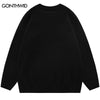 Hip Hop Men Sweater Streetwear Harajuku Letter Print Knitted Jumpers Sweaters 2023 Autumn Casual Cotton Pullover Sweater