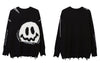 Hip Hop Men Sweaters Streetwear Y2K Grunge Ripped Embroidery Knitted Smily Face Punk Gothic Jumper Hip Hop Casual Loose Pullover