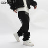 Hip Hop Mens Gothic Jeans Streetwear Graphic Print Black Punk Baggy Denim Pants 2023 Harajuku Casual Loose Trousers Male