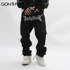 Hip Hop Mens Gothic Jeans Streetwear Graphic Print Black Punk Baggy Denim Pants 2023 Harajuku Casual Loose Trousers Male