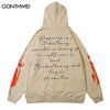 Hip Hop Mens Hoodie Sweatshirt Flame Letter Print Oversized Hooded Streetwear 2023 Harajuku Cotton Loose Punk Gothic Pullovers