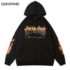 Hip Hop Mens Hoodie Sweatshirt Flame Letter Print Oversized Hooded Streetwear 2023 Harajuku Cotton Loose Punk Gothic Pullovers