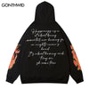 Hip Hop Mens Hoodie Sweatshirt Flame Letter Print Oversized Hooded Streetwear 2023 Harajuku Cotton Loose Punk Gothic Pullovers