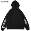 Hip Hop Mens Hoodie Sweatshirt Streetwear Flame Graphic Print Punk Gothic Hooded Harajuku Casual Loose Pullover Hoodies