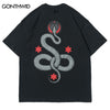 Hip Hop Oversized T-Shirts Men Snake Python Print Casual Loose Tshirt Streetwear 2023 Harajuku Summer Cotton Short Sleeve Tops