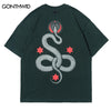 Hip Hop Oversized T-Shirts Men Snake Python Print Casual Loose Tshirt Streetwear 2023 Harajuku Summer Cotton Short Sleeve Tops