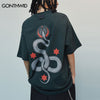 Hip Hop Oversized T-Shirts Men Snake Python Print Casual Loose Tshirt Streetwear 2023 Harajuku Summer Cotton Short Sleeve Tops