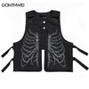 Hip Hop Sleeveless Vest Jacket Streetwear Skull Skeleton Print Zipper Punk Rock Gothic Vest Coat 2023 Mens Summer Casual Top