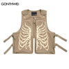 Hip Hop Sleeveless Vest Jacket Streetwear Skull Skeleton Print Zipper Punk Rock Gothic Vest Coat 2023 Mens Summer Casual Top