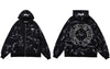 Hip Hop Streetwear Hoodie Y2K Grunge Mens Letter Print Zip Up Fleece Hooded Sweatshirt 2023 Harajuku Casual Tie Dye Coat