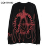 Hip Hop Sweater Y2K Grunge Graffiti Flame Letter Print Knitted Punk Gothic Jumpers Streetwear Harajuku Loose Pullovers
