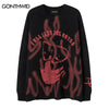 Hip Hop Sweater Y2K Grunge Graffiti Flame Letter Print Knitted Punk Gothic Jumpers Streetwear Harajuku Loose Pullovers