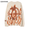 Hip Hop Sweater Y2K Grunge Graffiti Flame Letter Print Knitted Punk Gothic Jumpers Streetwear Harajuku Loose Pullovers