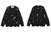 Hip Hop Sweater Y2K Grunge Streetwear Men Ripped Destroyed Hole Punk Gothic Knitted Jumpers Harajuku Casual Pullover Sweaters