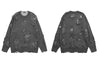Hip Hop Sweater Y2K Grunge Streetwear Men Ripped Destroyed Hole Punk Gothic Knitted Jumpers Harajuku Casual Pullover Sweaters