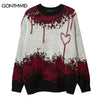 Hip Hop Sweaters Y2K Grunge Knitted Tie Dye Punk Gothic Pullover Jumpers Autumn Winter Hip Hop Harajuku Casual Loose Sweaters