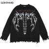 Hip Hop Sweaters Y2K Grunge Streetwear Knitted Skull Skeleton Letter Pullover Jumpers Harajuku Punk Gothic Loose Sweater
