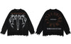 Hip Hop Sweaters Y2K Grunge Streetwear Knitted Skull Skeleton Letter Pullover Jumpers Harajuku Punk Gothic Loose Sweater