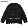 Hip Hop Sweaters Y2K Grunge Streetwear Knitted Skull Skeleton Letter Pullover Jumpers Harajuku Punk Gothic Loose Sweater
