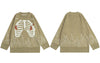 Hip Hop Sweaters Y2K Grunge Vintage Men Embroidery Knitted Skull Skeleton Flame Punk Gothic Jumpers Streetwear Harajuku Pullover